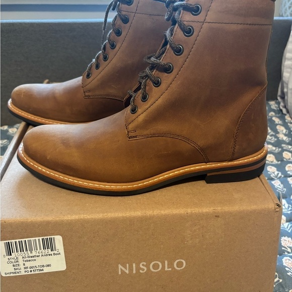 Nisolo Andrés All Weather Leather Boots Tobacco Mens 8 New With Box main image 4
